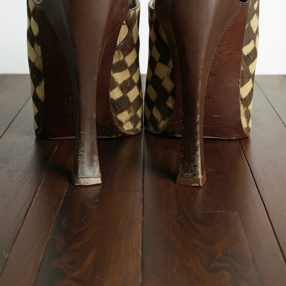 Louis Vuitton Damier Pony Hair Slingback Heels 37.5 - Picture 5 of 6